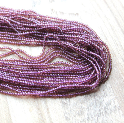 2mm Round Faceted Glass Beads ~ Amethyst ~ approx. 180 beads / string