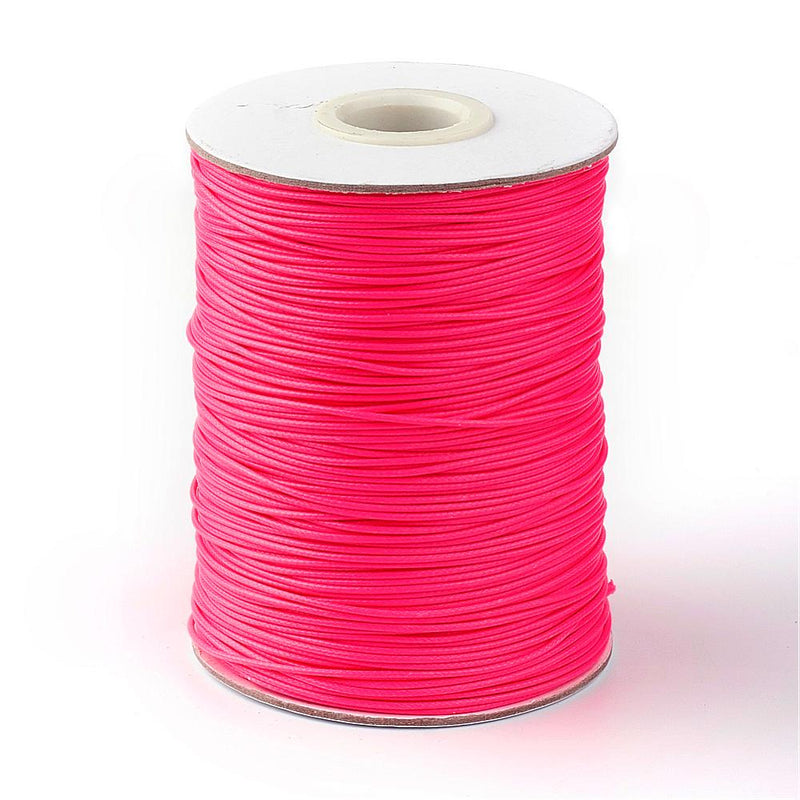 1mm Korean Waxed Polyester Cord ~ Neon Pink ~ 1 Metre