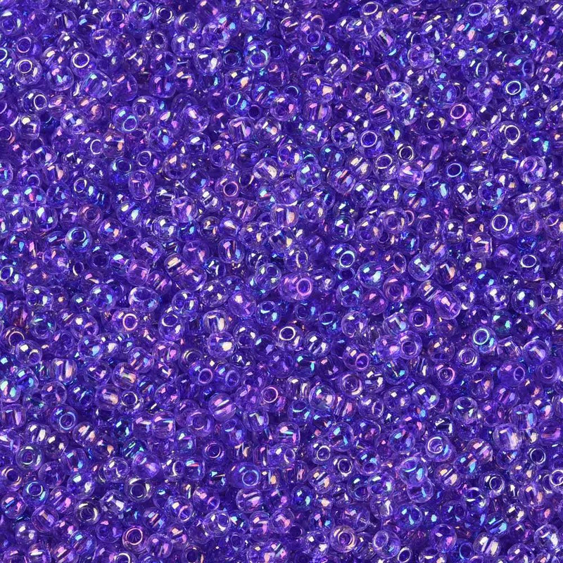 FGB Seed Beads ~ Size 11/0 ~ Inside Colours - Purple AB ~ 20 grams