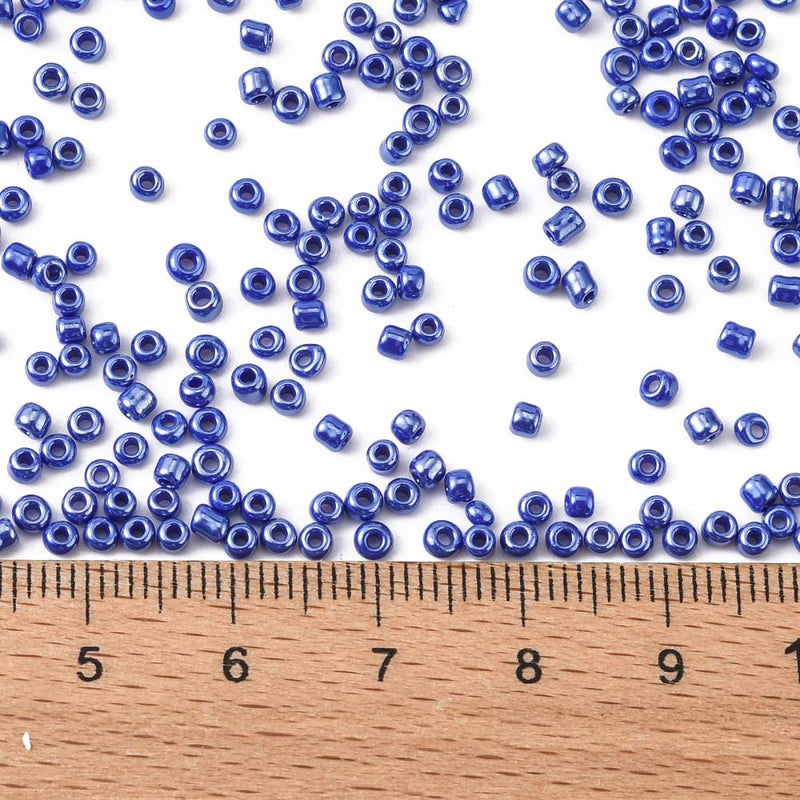 2mm Seed Beads ~ 20g ~ Lustred Blue