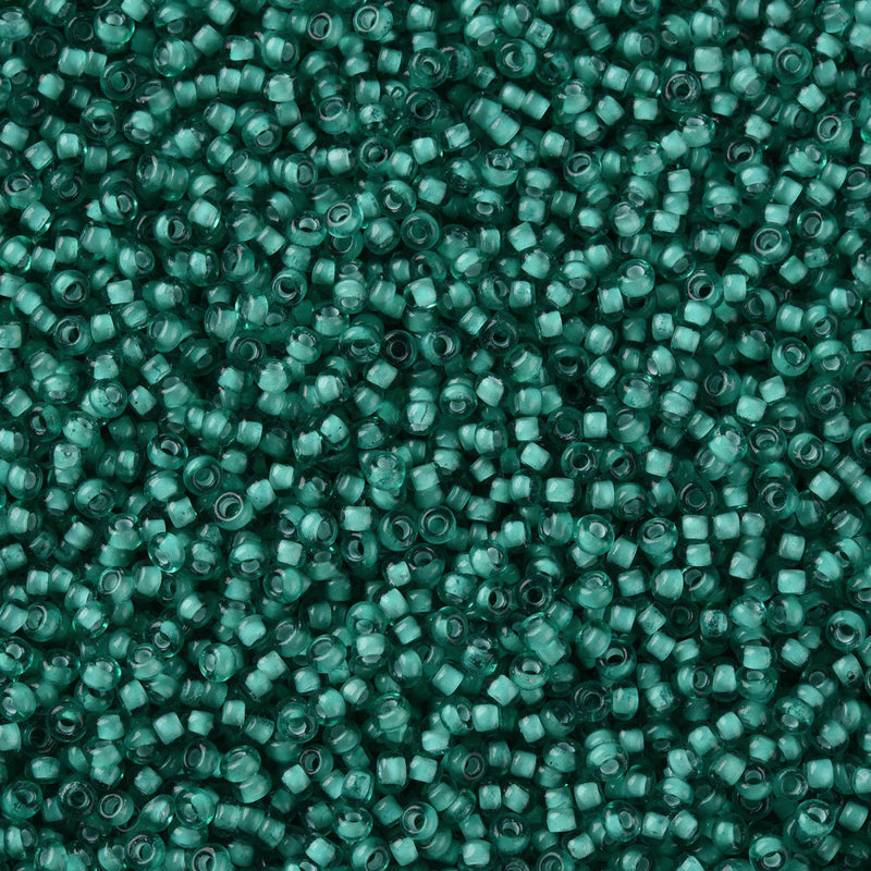 FGB Seed Beads ~ Size 11/0 ~ Inside Colours - Green ~ 20 grams