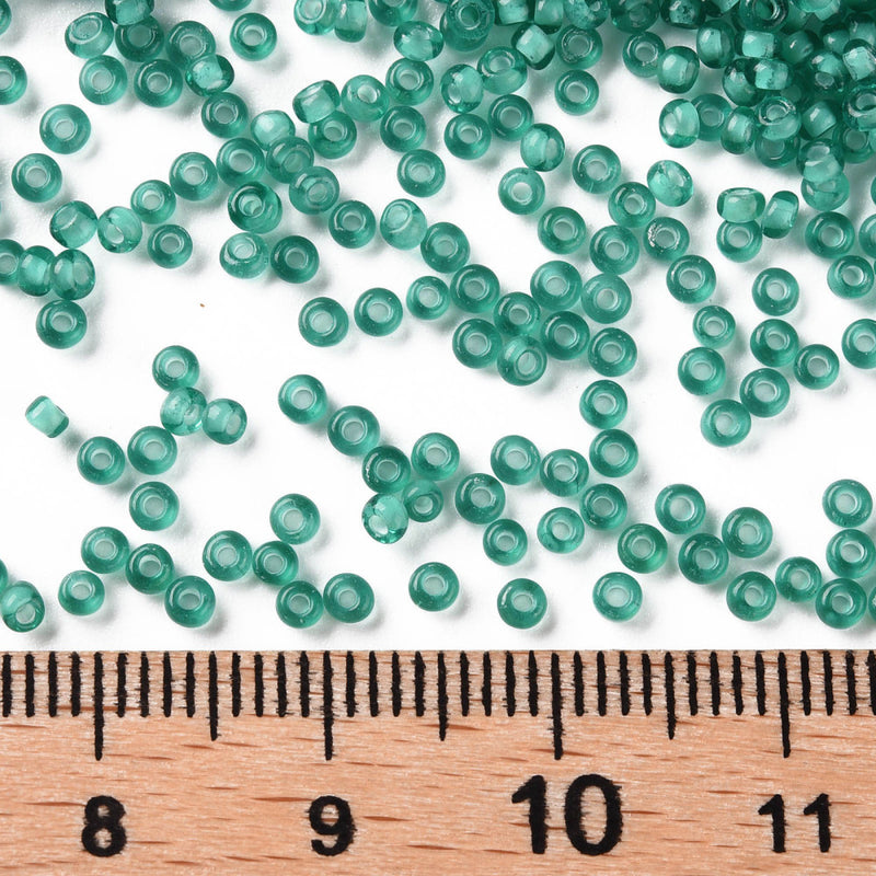 FGB Seed Beads ~ Size 11/0 ~ Inside Colours - Green ~ 20 grams