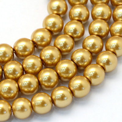 1 Strand of 3mm Round Glass Pearl Beads ~ Antique Gold ~ approx. 190 beads