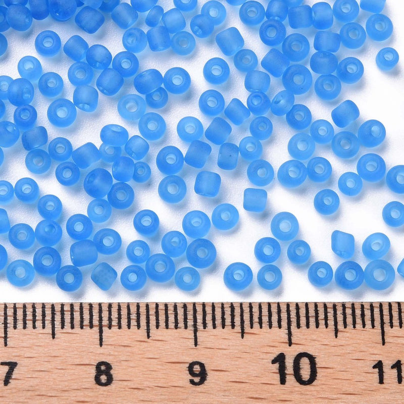 3mm Imitation Sea Glass - Frosted Glass Seed Beads ~ Sky Blue ~ 20g