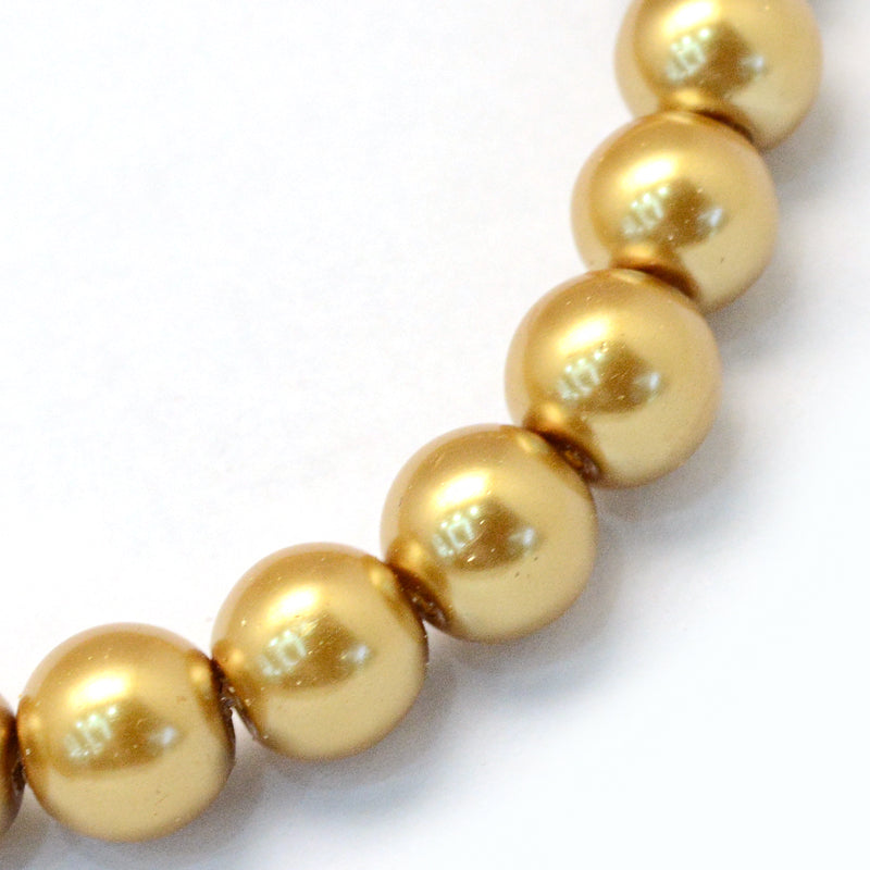 1 Strand of 3mm Round Glass Pearl Beads ~ Antique Gold ~ approx. 190 beads