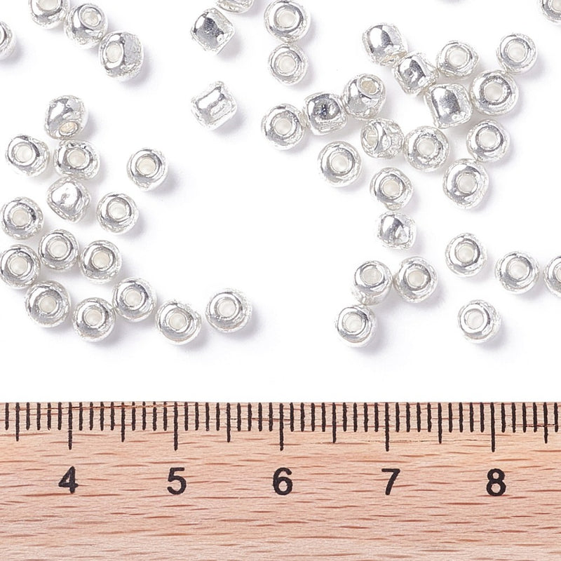 4mm Seed Beads ~ 20g ~ Metallic Silver