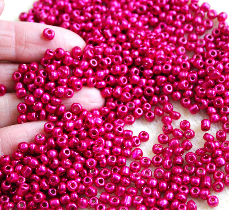 4mm Seed Beads ~ 20g ~ Metallic Raspberry