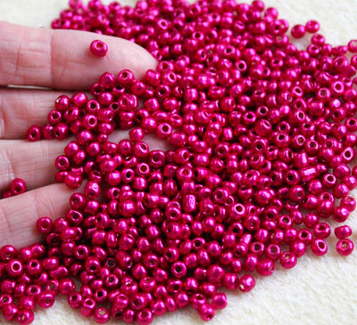 3mm Glass Seed Beads ~ 20g ~ Metallic Camellia