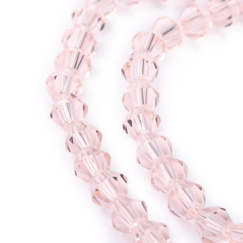4mm Glass Bicones ~ approx. 88 Beads / String ~ Pink