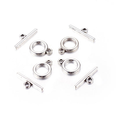 14mm Antique Silver Plated Plated Toggle Clasps ~ Lead and Nickel Free ~ Pack of 10