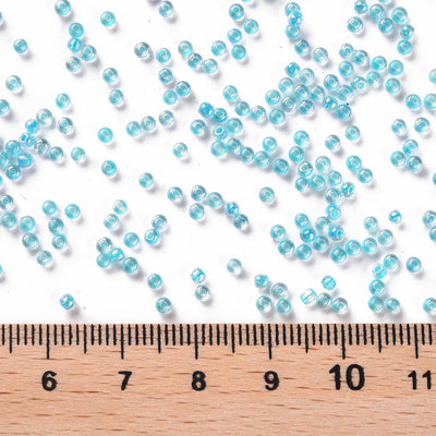 FGB Seed Beads ~ Size 11/0 ~ Inside Colours - Sky Blue AB ~ 20 grams