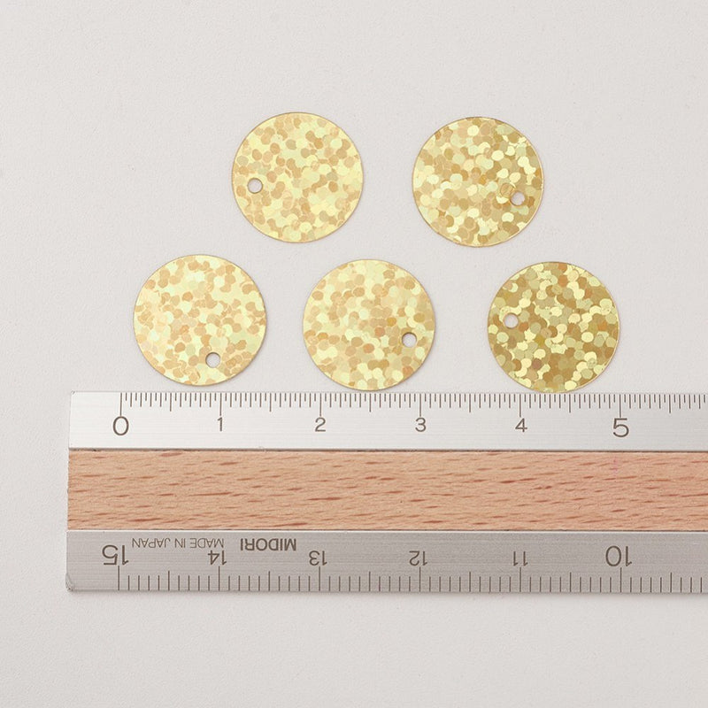 12mm Flat Round Top Drilled Sequins ~ Gold ~ 5 grams