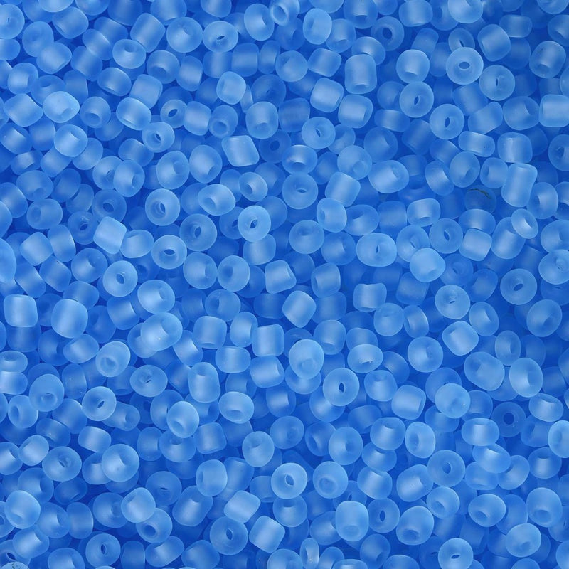 2mm Imitation Sea Glass - Frosted Glass Seed Beads ~ Sky Blue ~ 20g