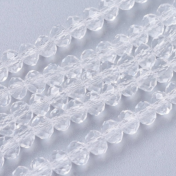 1 Strand of 4x3mm Faceted Glass Rondelle Beads ~ Crystal Clear ~ approx. 123 beads