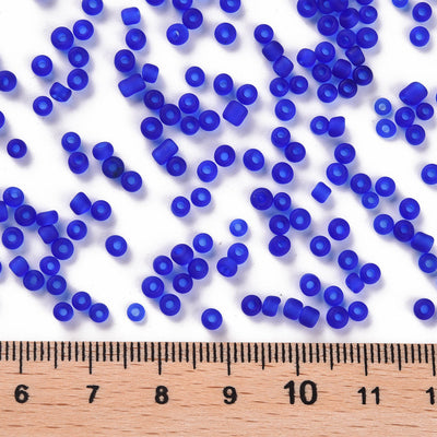 3mm Imitation Sea Glass - Frosted Glass Seed Beads ~ Blue ~ 20g