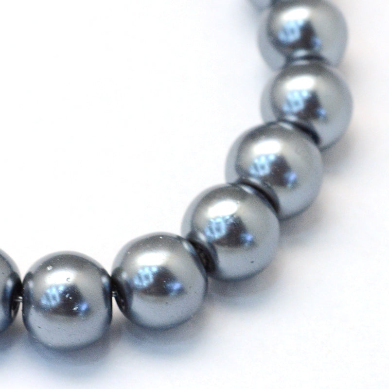 1 Strand of 3mm Round Glass Pearl Beads ~ Gray ~ approx. 190 beads