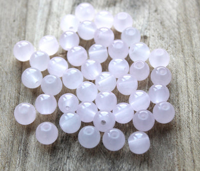 8mm Round Jade Style Glass Beads ~ Pale Pink ~ 20 beads