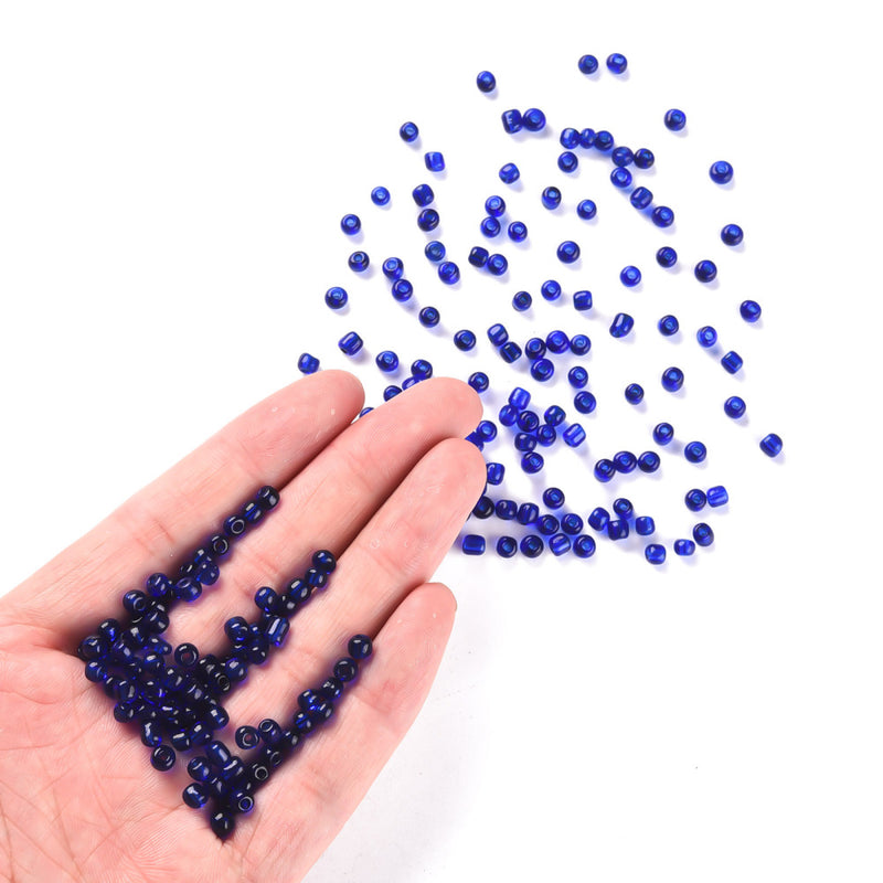 4mm Seed Beads ~ 20g ~ Transparent Blue
