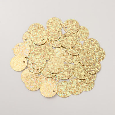 12mm Flat Round Top Drilled Sequins ~ Gold ~ 5 grams