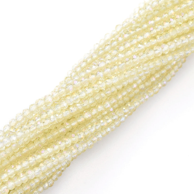 1 String of 2x1.5mm Faceted Glass Rondelle Beads ~ Electroplated Champagne Yellow ~ approx. 247 beads