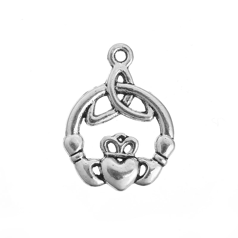 24x18mm Antique Silver Plated Claddagh Pendant