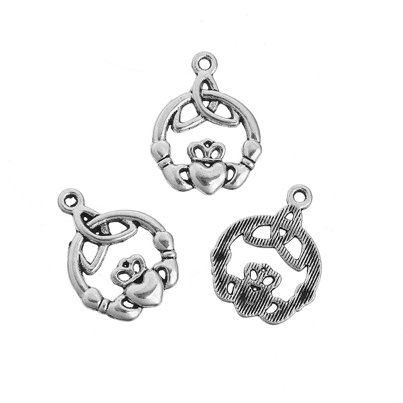24x18mm Antique Silver Plated Claddagh Pendant