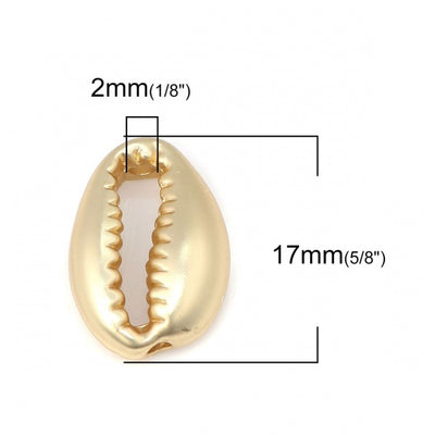 17x12mm Gold Plated Metal Cowrie Shell Bead ~ Matte Gold
