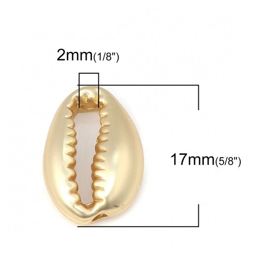 17x12mm Gold Plated Metal Cowrie Shell Bead ~ Matte Gold