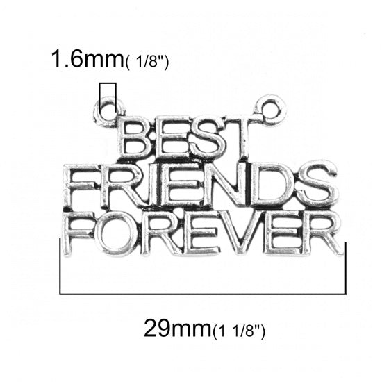 29x17mm Antique Silver Plated "Best Friends Forever" Pendant / Connector