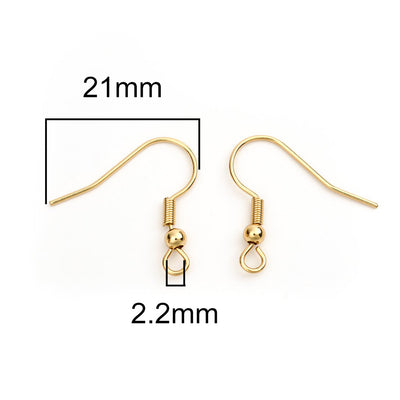 5 Pairs of 21mm Gold Plated Stainless Steel Ear Wires