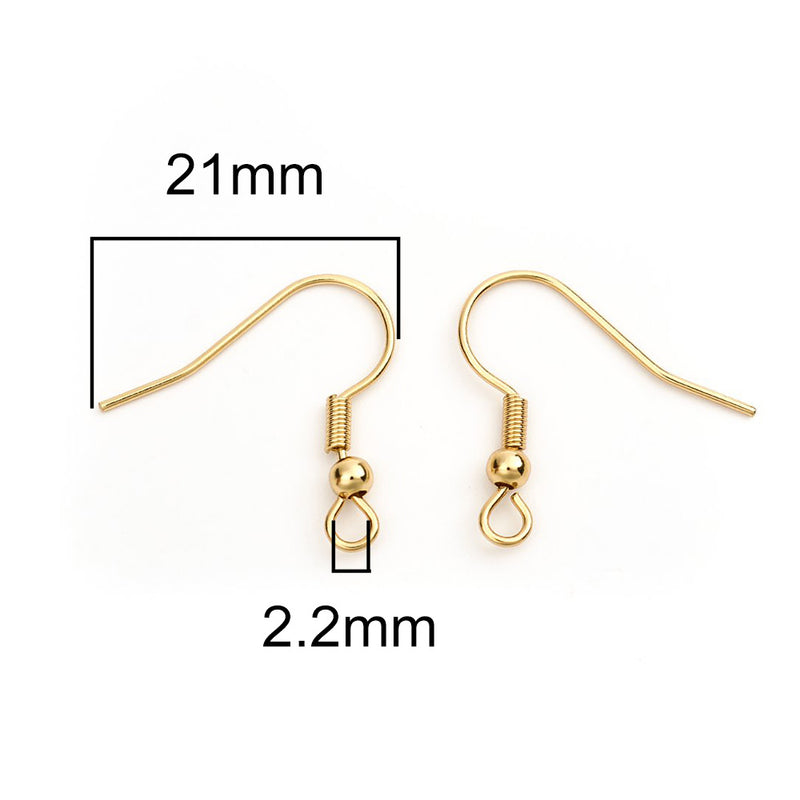 5 Pairs of 21mm Gold Plated Stainless Steel Ear Wires
