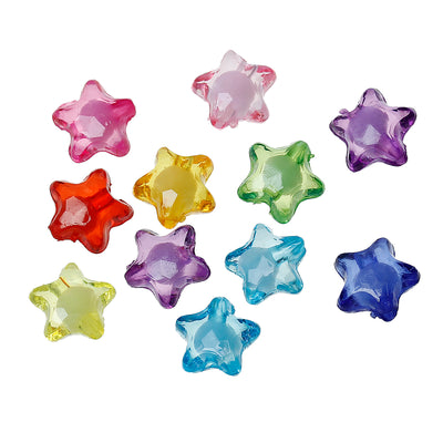 12x11mm Acrylic Star Shaped Beads ~ Mixed Colours ~ Pack of 10