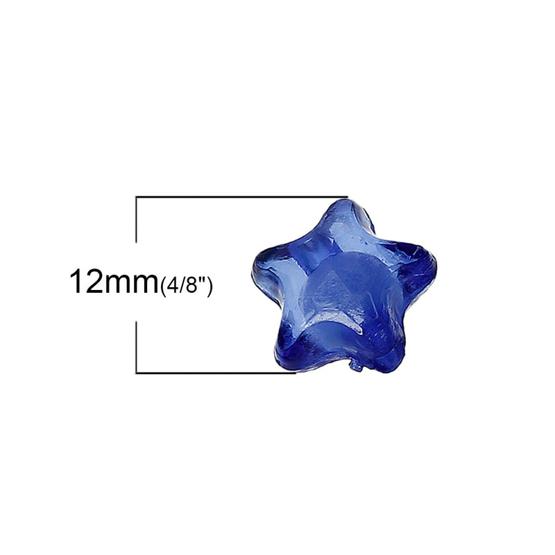 12x11mm Acrylic Star Shaped Beads ~ Mixed Colours ~ Pack of 10