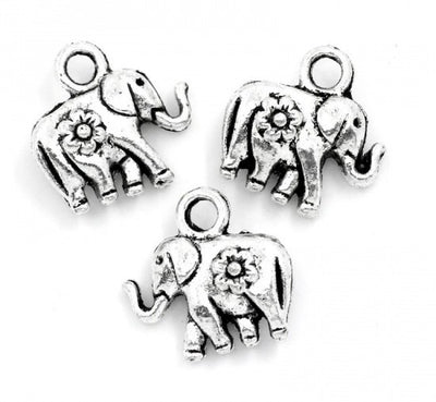 12mm Antique Silver Plated Elephant Charms ~ Pack of 2