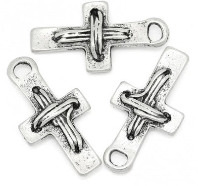 23x12mm Antique Silver Plated Cross Pendant ~ Buy One Get One Free