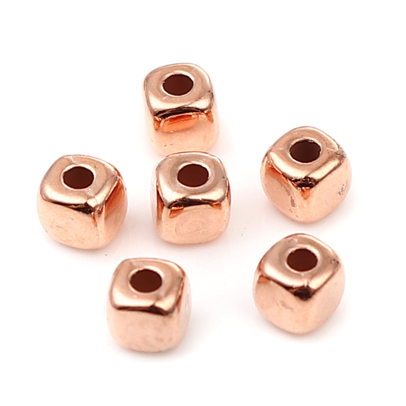 4x4mm Acrylic Cube Beads ~ Rose Gold ~ 30 Beads