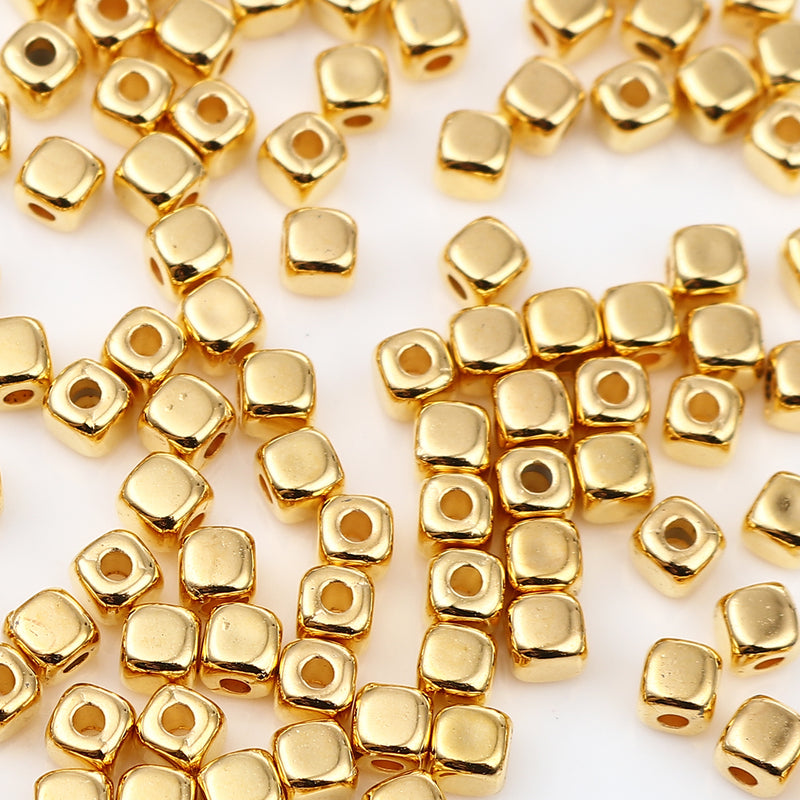 3x3mm Acrylic Cube Beads ~ Gold ~ 50 Beads