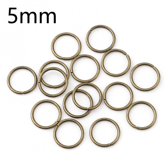 5mm Antique Bronze Plated Jump Rings ~ Pack of 200
