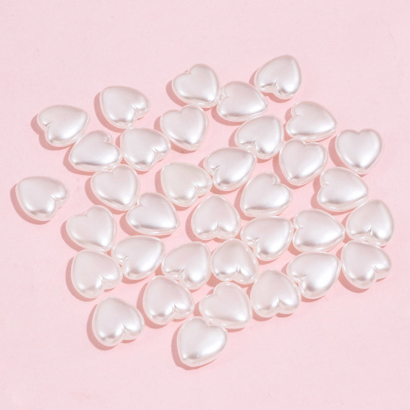 12x11mm Acrylic Pearl Heart Beads ~ White ~ Pack of 10