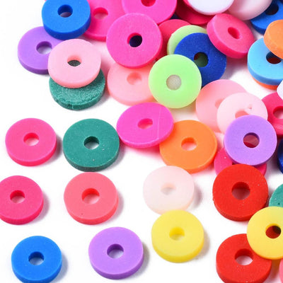 6mm Handmade Polymer Clay Flat Round Katsuki Beads ~ Mixed Colours ~ 20g