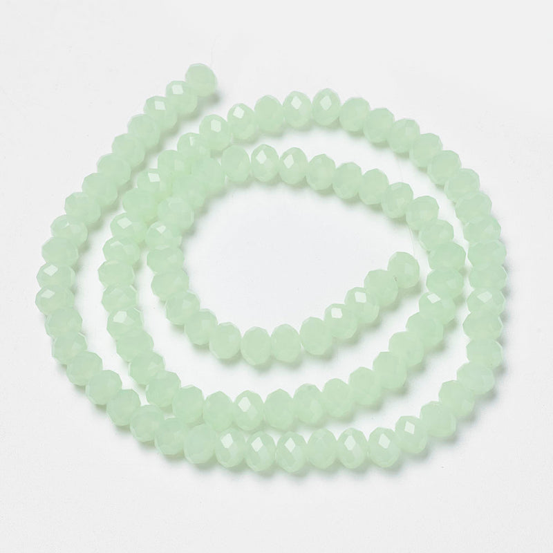 1 Strand of 4x3mm Faceted Crystal Glass Rondelle Beads ~ Jade Pale Green ~ approx. 130 beads