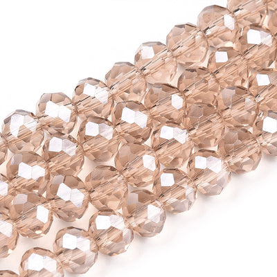 1 Strand of 4x3mm Faceted Crystal Glass Rondelle Beads ~ Lustred Beige ~ approx. 123 beads