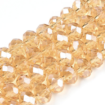 1 Strand of 4x3mm Faceted Crystal Glass Rondelle Beads ~ Lustred Gold ~ approx. 123 beads