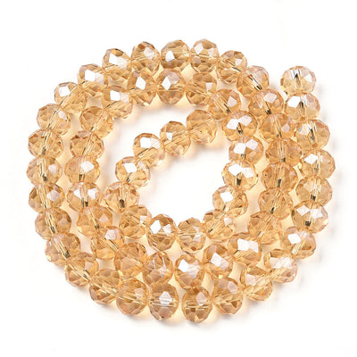 1 Strand of 4x3mm Faceted Crystal Glass Rondelle Beads ~ Lustred Gold ~ approx. 123 beads
