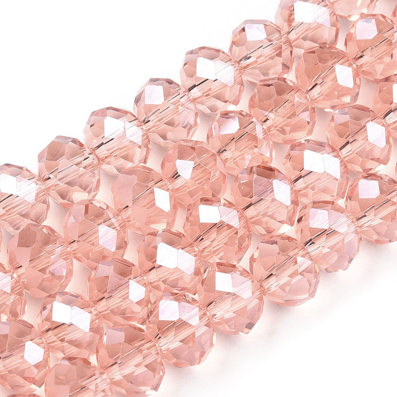 1 Strand of 4x3mm Faceted Crystal Glass Rondelle Beads ~ Lustred Pink ~ approx. 123 beads