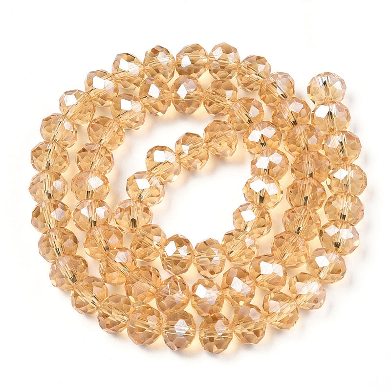 1 Strand of 6x5mm Faceted Crystal Glass Rondelle Beads ~ Lustred Gold ~ approx. 85 beads