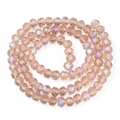 1 Strand of 8x6mm Faceted Crystal Glass Rondelle Beads ~ Beige AB ~ approx. 65 beads
