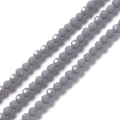 4mm Round Faceted Glass Beads ~ Opaque Grey ~ approx. 99 beads/string