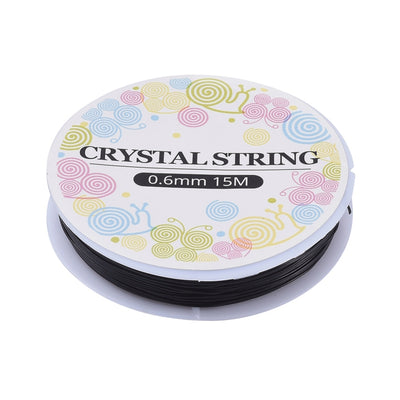 Crystal Elastic ~ 0.6mm Black Stretch Cord ~ 15m/spool