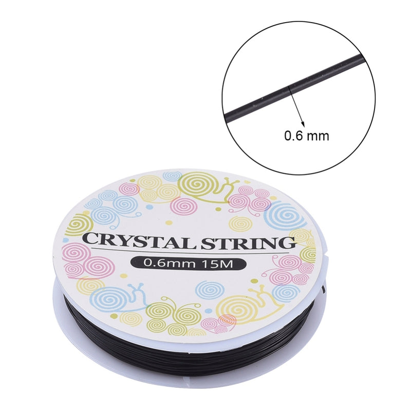 Crystal Elastic ~ 0.6mm Black Stretch Cord ~ 15m/spool